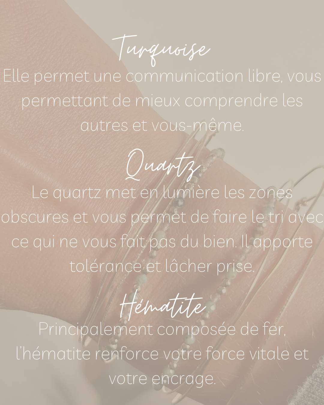 Bracelet en pierres fines - Turquoise, quartz et hématite