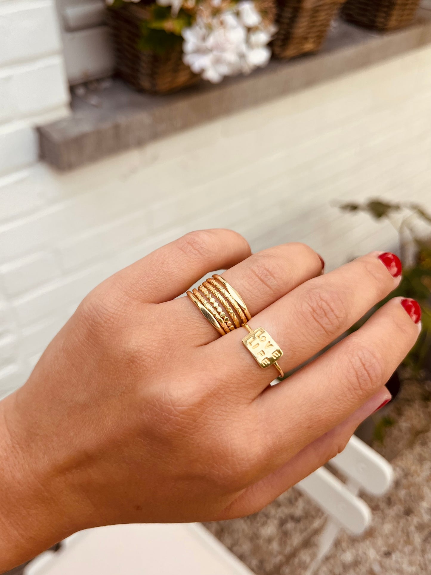 Bague fine perlée - Plaqué or