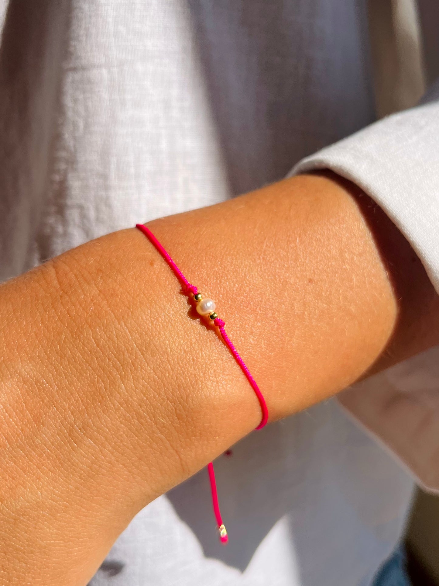 Bracelet Cordon - Perle d'eau douce (Rose)