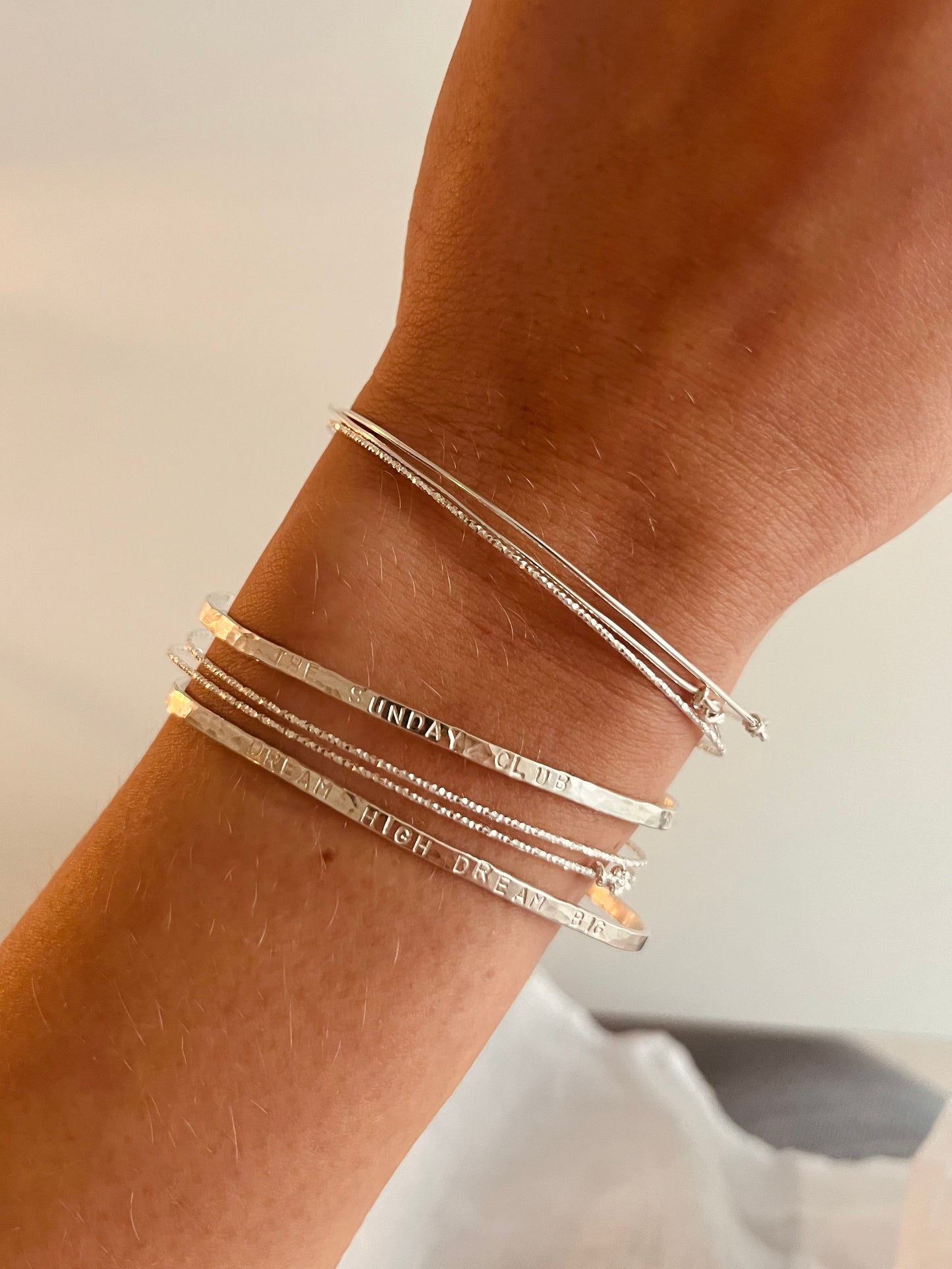 Jonc fin diamanté - Argent