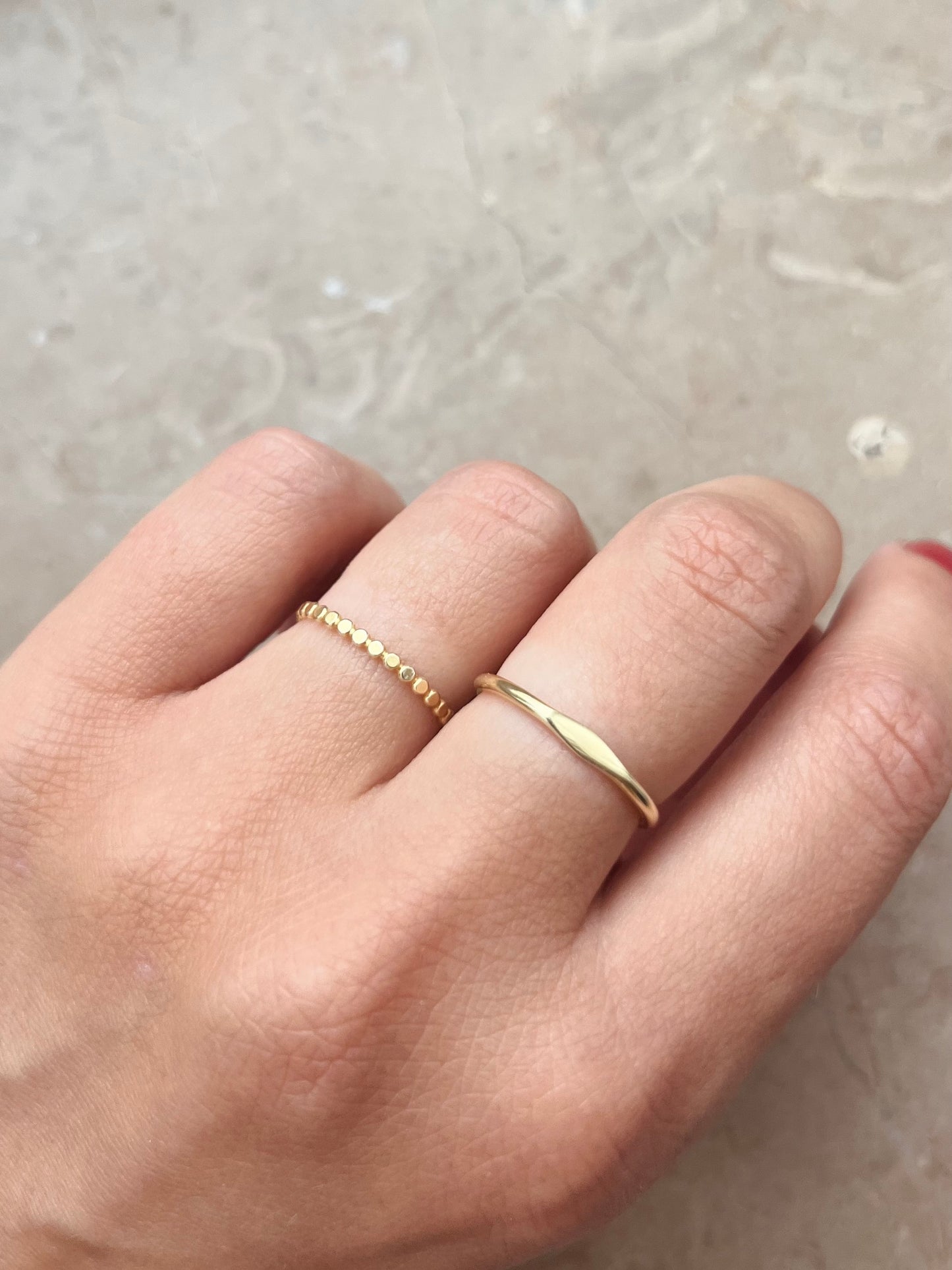 Bague fine perlée - Plaqué or